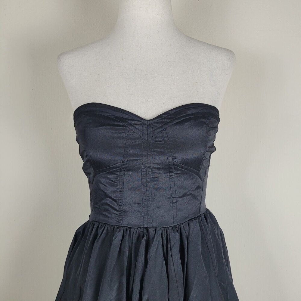 Vintage Arden B Dress XS Black Sweetheart Ruffles Party 90s Mini Short Strapless - Picture 2 of 10